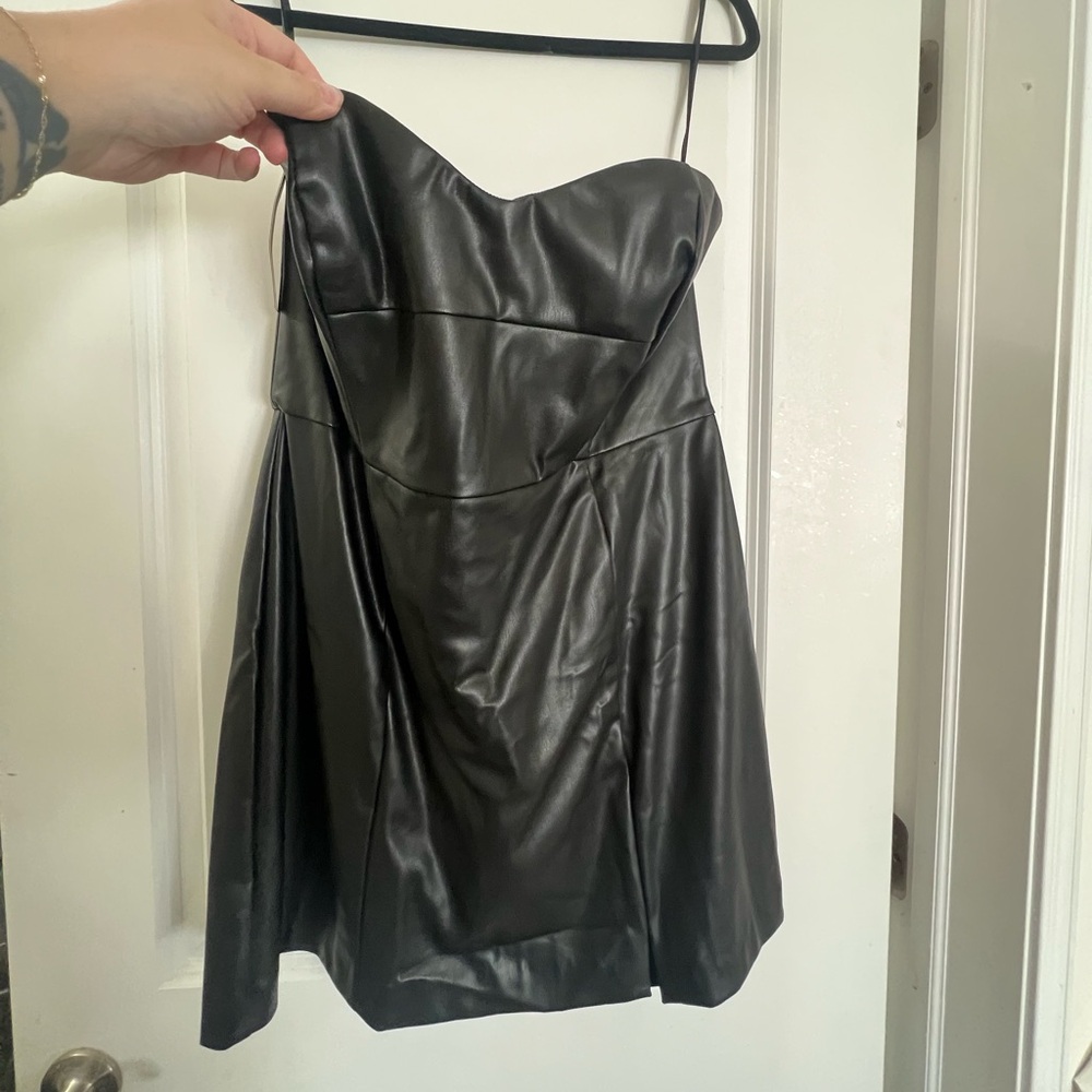 Anthropologie mini leather dress